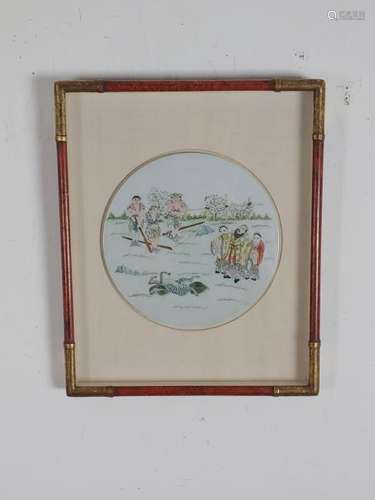 Framed Japanese Porcelain Plaque