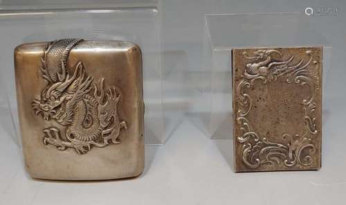 (2) 900 Silver Cigarette Cases, Silver Tone Case