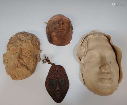 (4) Art Pottery, Ceramic, Plaster Heads & Masks