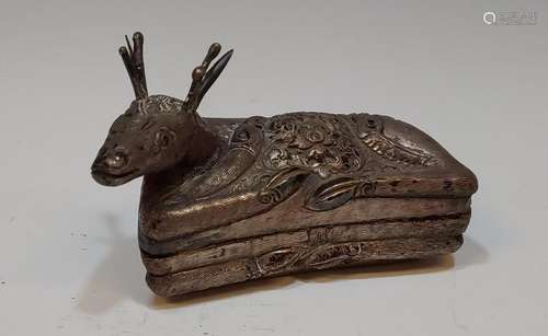 Reclining Cambodian Silver Deer Betel Nut Box