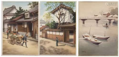 (3) Japanese Watercolor Paintings Saito & Niimi