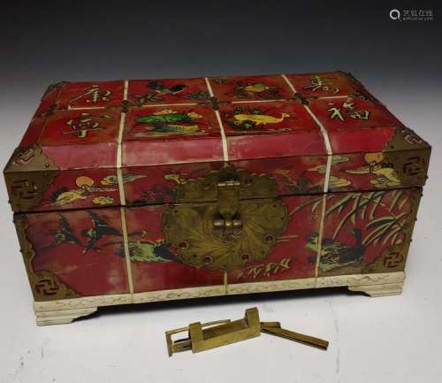 Chinese Reverse Painted Box With Opium Implements