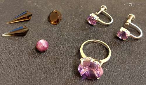 Silver & Amethyst Suite, Star Ruby & Smoky Quartz