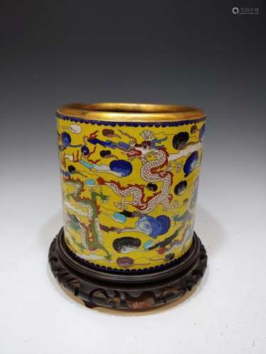 Cloisonne Planter with Dragons