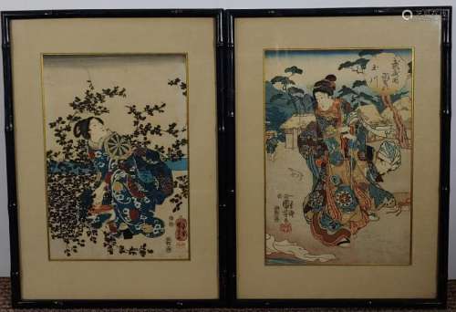 (2) Kuniyoshi Woodblock Prints Crystal Rivers