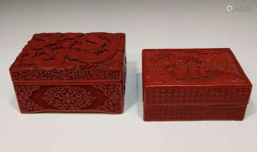 (2) Cinnabar Boxes, 19th Century
