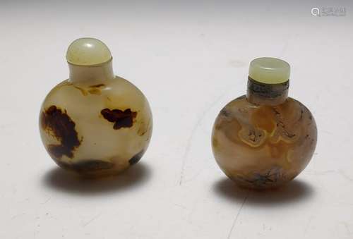 (2) Agate Snuff Bottles