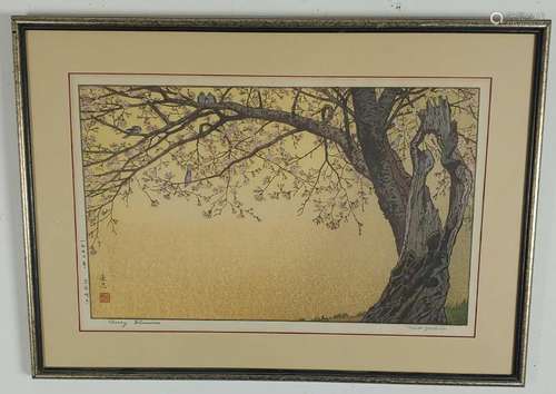 Toshi Yoshida Japanese Woodblock Cherry Blossoms