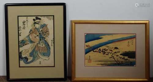 (2) Japanese Woodblock Prints, Hiroshige