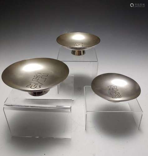 (3) Silver Chinese Wedding Drinking Cups