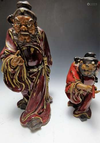 (2) Japanese Ceramic Figurative Sculptures