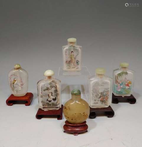 (6) Reverse Painted Chinese Snuff Bottles