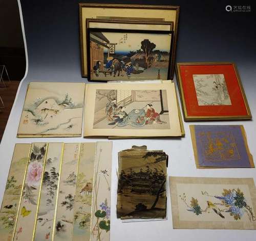 (24) Japanese Paintings, Woodblocks, & Prints