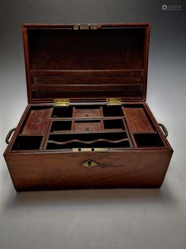 Small Brass Bound Anglo Indian Jewelry Chest