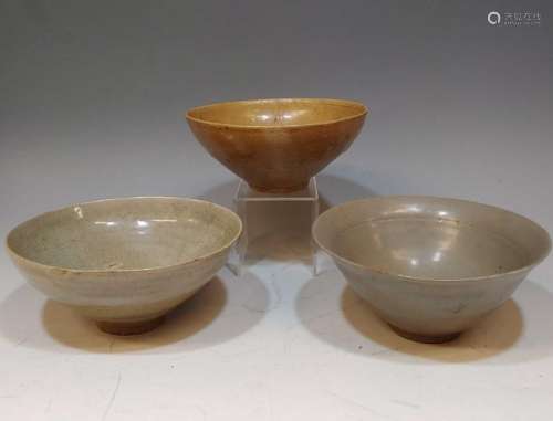 (3) Antique Korean Bowls 16th - 17th Century