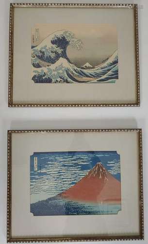 (2) Hokusai Woodblock Print 36 Views from Mt. Fuji