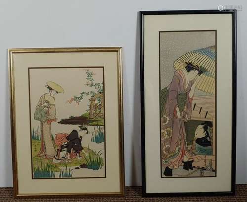 (3) Japanese Woodblock Prints Ladies, Kabuki