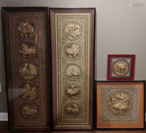 (4) Framed Thai Kalaga Embroideries