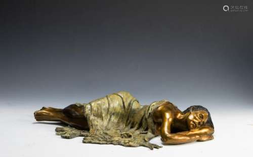 Marie Barbera Bronze Figurative Sculpture Shawl