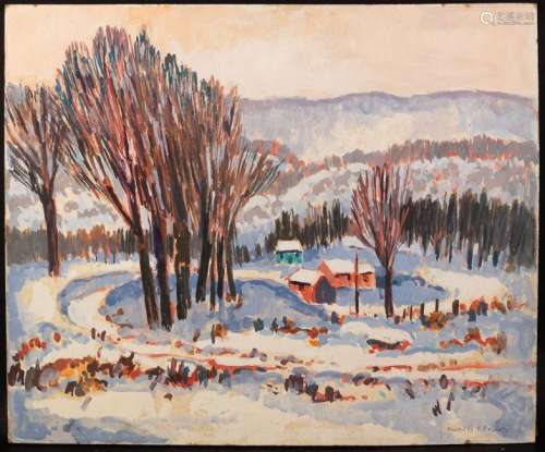 Francis F. Brown Watercolor Pennsylvania Snow