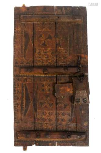 African Wood Granary Door and Lock