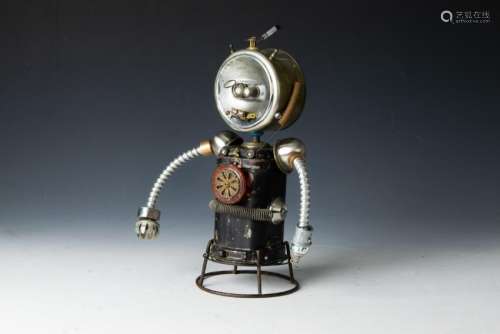 Small Found Object Robot Sculpture by Yarrow Raiku