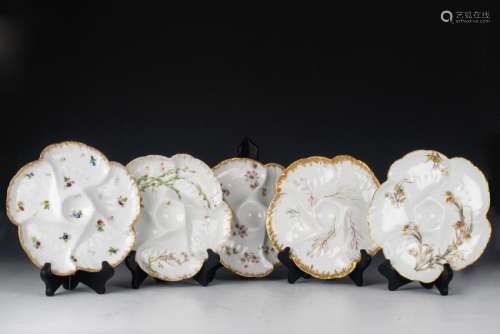 (11) French Limoges Porcelain Oyster & Fish Plates
