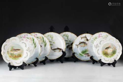 (8) Porcelain Fish Plates, (6) Rosenthal