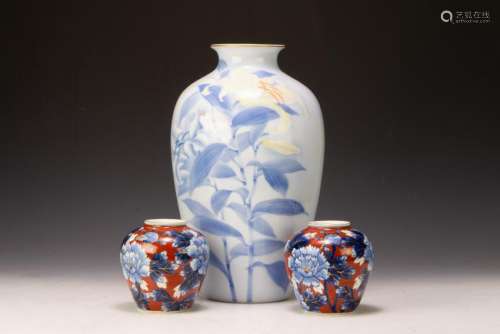(3) Japanese Arita Imari Porcelain Vases