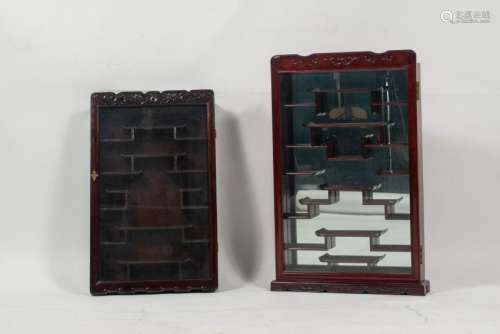(2) Large Chinese Wood & Glass Display Cabinets