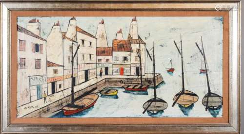 Oil on Canvas, Harbor Scene - Antoine Villard