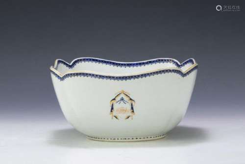 Chinese Export Porcelain Armorial Cut Corner Bowl
