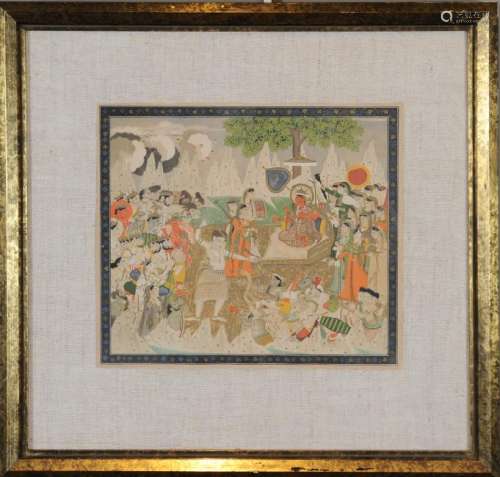 Painting of Lakshmi & Worshipers, 18th C