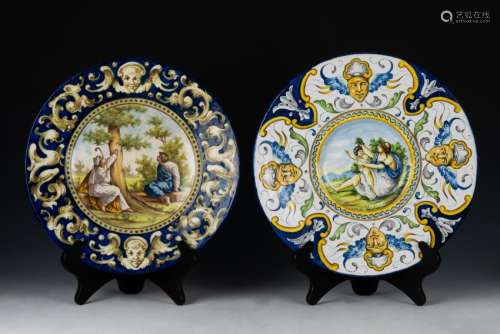 (2) Italian Renaissance Revival Majolica Platters