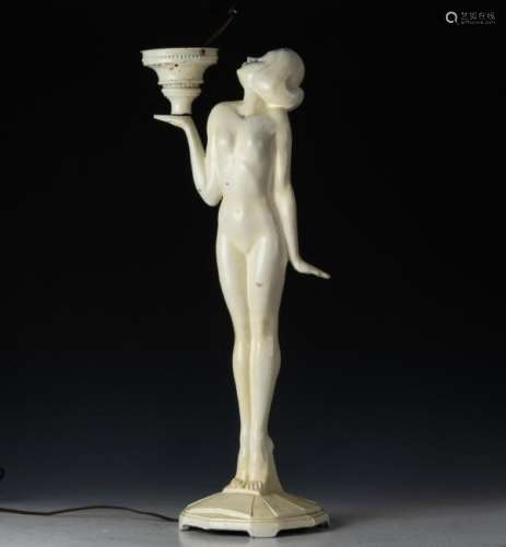 Large Art Deco Figural Nude Lamp