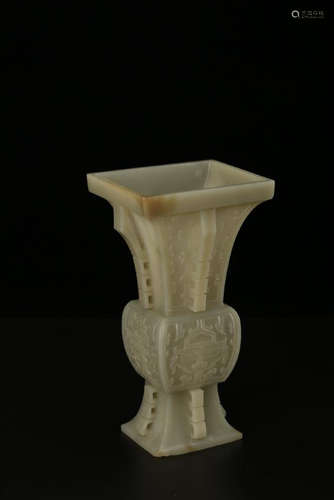 A JADE CARVING OF VASE.GU.ANTIQUE