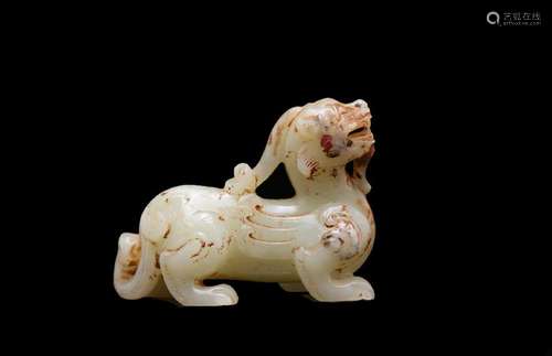 A JADE CARVING OF BEAST.ANTIQUE