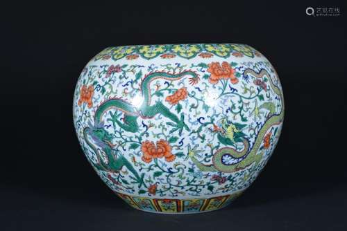 A LARGE DOUCAI 'DRAGON' JAR.QING DYNASTY