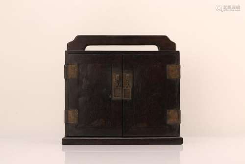 A ZITAN BOX AND COVER.ANTIQUE