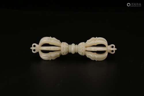 A WHITE JADE CARVING VAJRA.QING DYNASTY