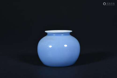 A SEA BLUE-GLAZED WATERPOT, QING DYNASTY