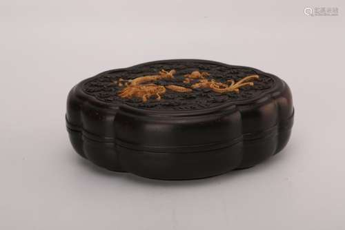 A HUANGYANGMU INLAID ZITANG BOX AND COVER.ANTIQUE