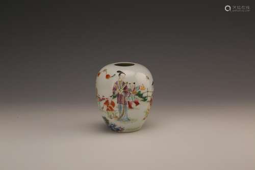 A FAMILL-ROSE 'FIGURE' WATERPOT.MARK OF QIANLONG