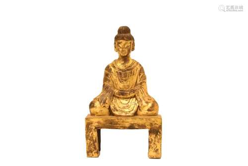 A GILT-BRONZE FIGURE OF BUDDHA.ANTIQUE