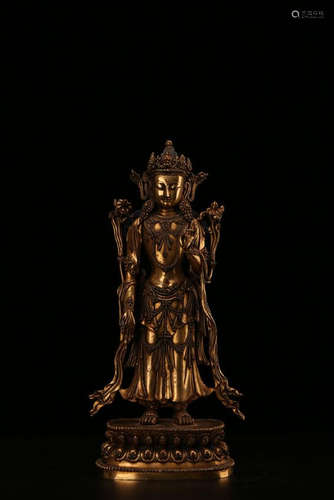 A GILT-BRONZE FIGURE OF GUANYIN .MING DYNASTY