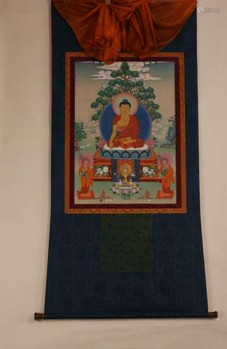 A THANGKA OF SAKYAMUNI.ANTIQUE