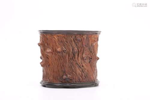 A LIZHI WOOD BRUSHPOT.BITONG.ANTIQUE