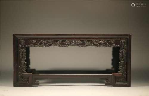 A CARVED ZITAN TABLE.ANTIQUE