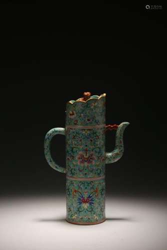 A TURQUOISE-GROUND FAMILLE-ROSE DUOMU.MARK OF QIANLONG