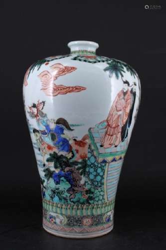 Large Chinese Qing Porcelain WuCai Vase